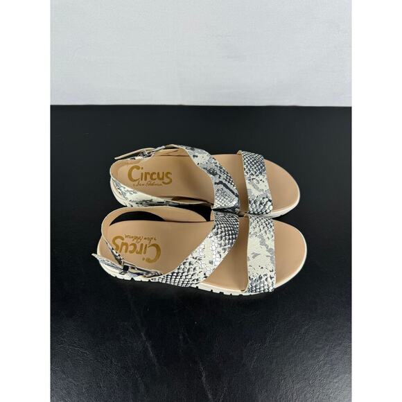 Sam Edelman Circus Strappy Snakeskin Sandals Tan Silver Ladies Size 7.5 - Picture 6 of 10